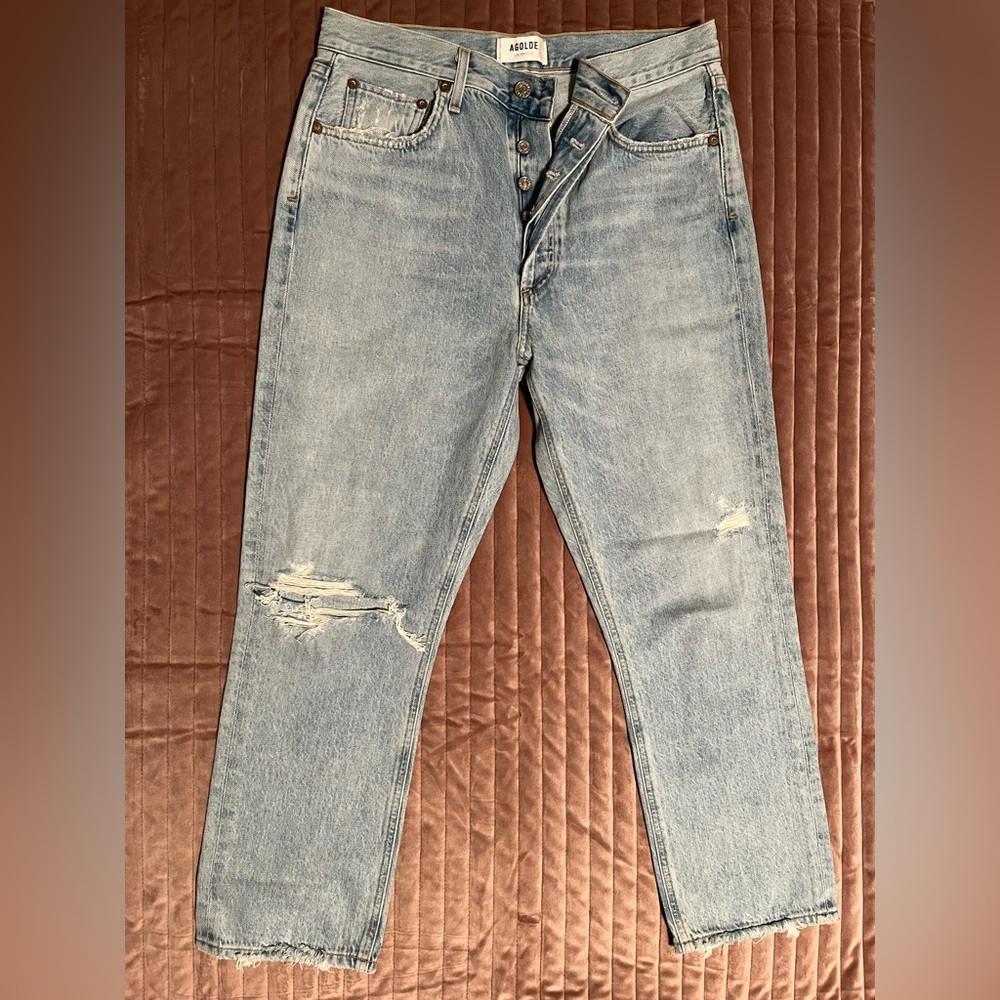 Riley High Rise Straight Crop in Shatter size 29